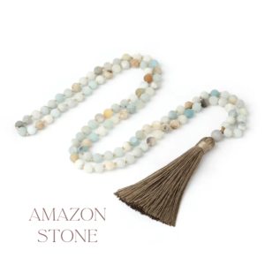 Mala beads necklace isolated - Amazone stone beads