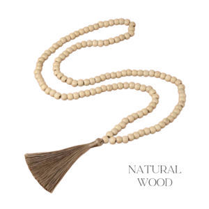 Mala beads necklace isolated - natural wood beads