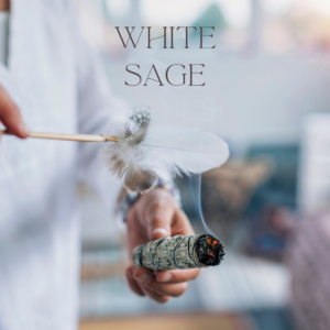 White Sage burning in a cleansing and purification session