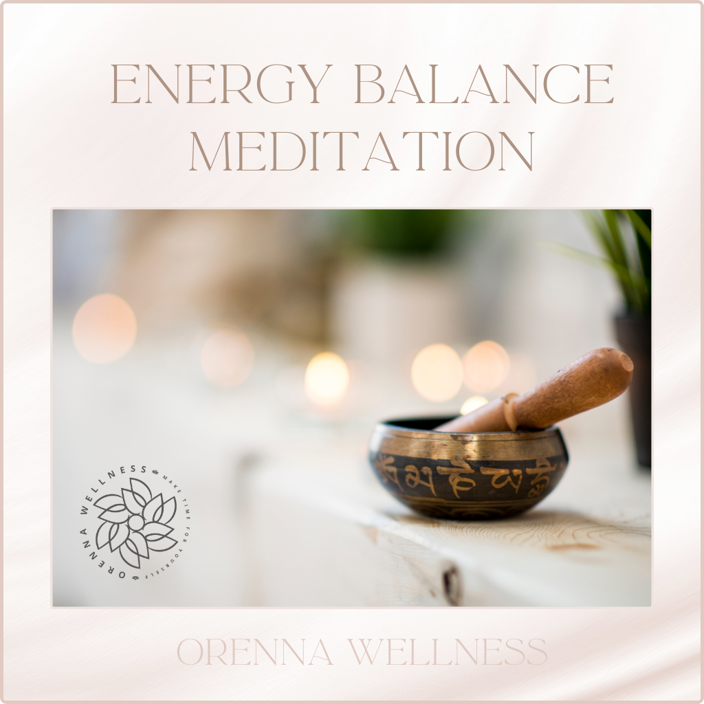 Energy Balance Meditation, a singing bowl with candles in the background