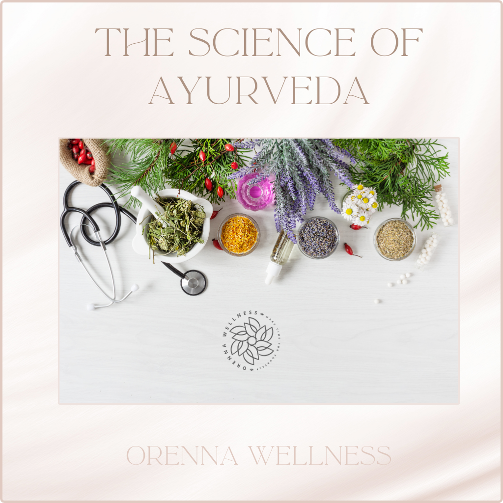 Ayurveda Science Fundamentals, flowers and herbs on a table