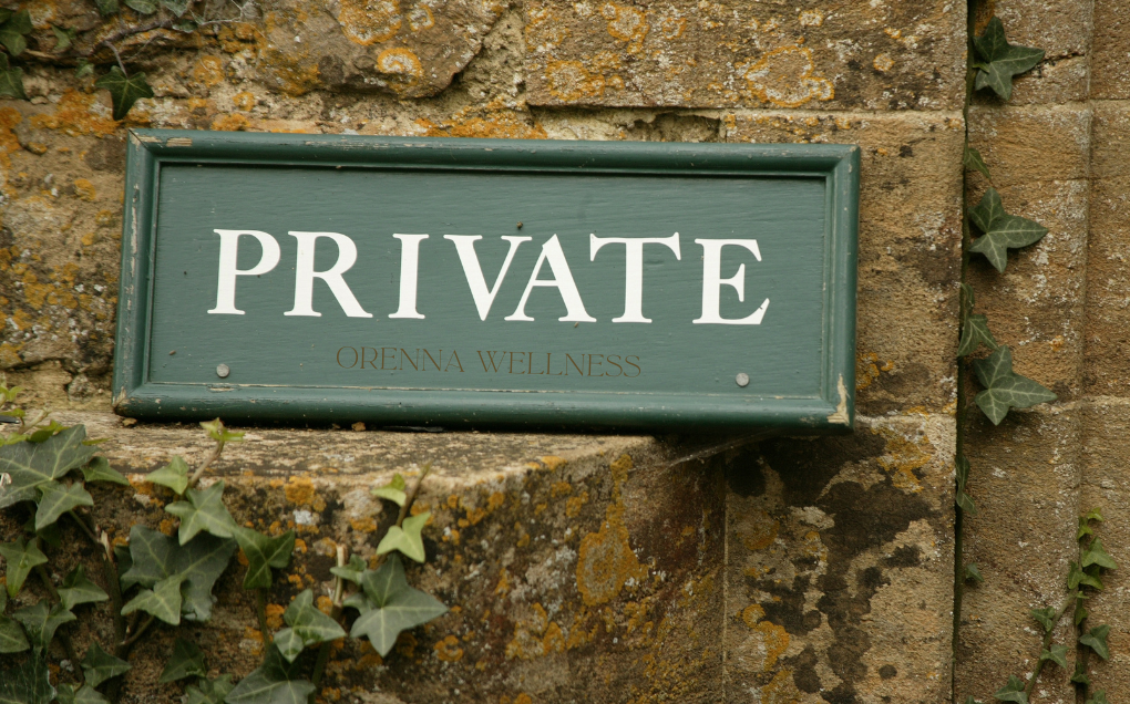 Private sessions orenna wellness antique sign