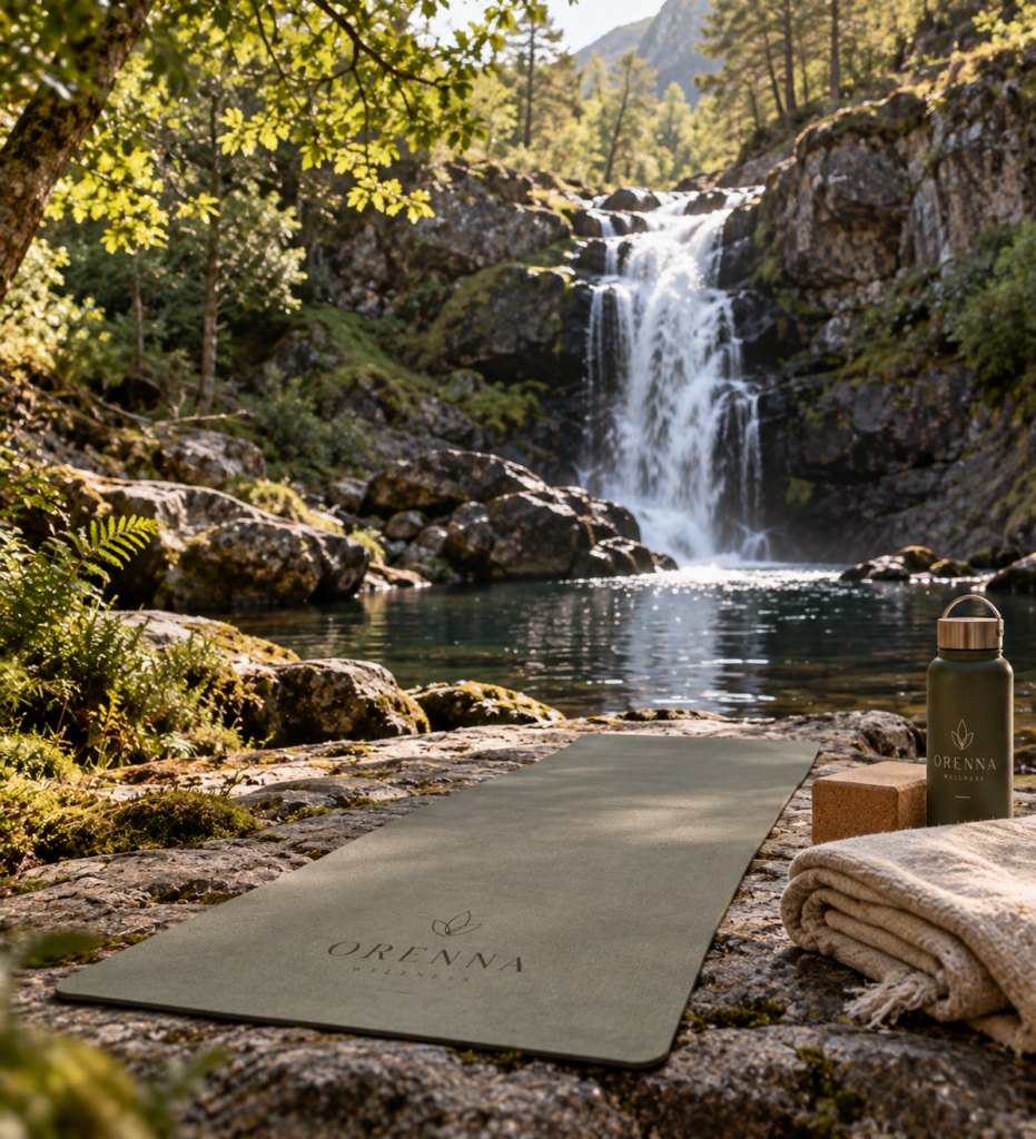 Private yoga experience by a Highland waterfall at Orenna Wellness in Inverness