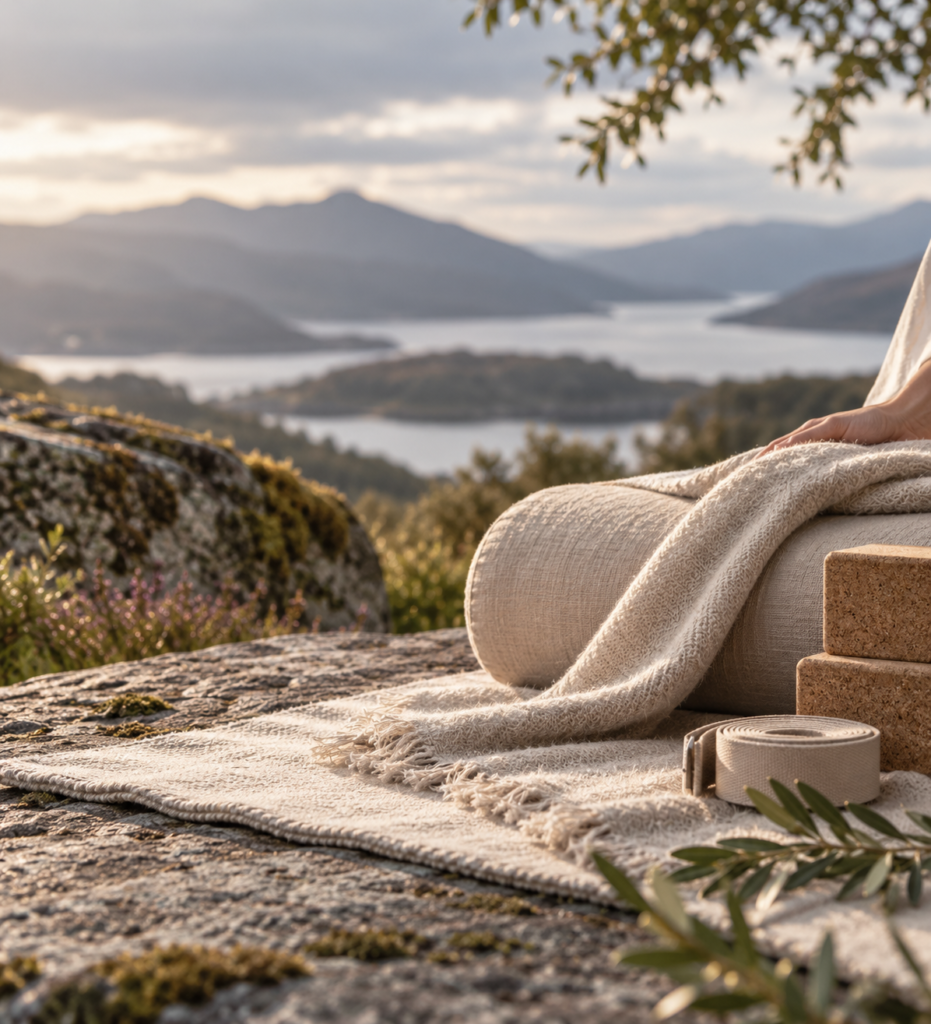 Personalised yoga experience with natural supports in the Scottish Highlands