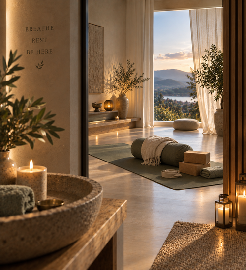 Private restorative yoga experience prepared at Orenna Wellness in Inverness