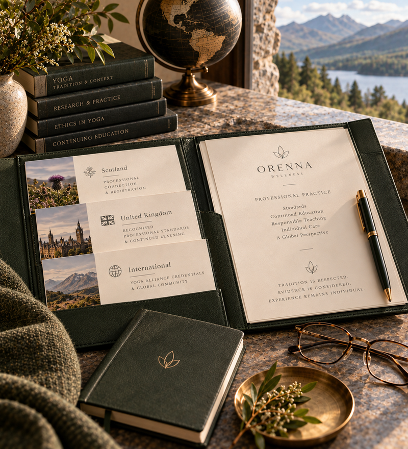 Professional yoga credentials and international standards at Orenna Wellness in Inverness