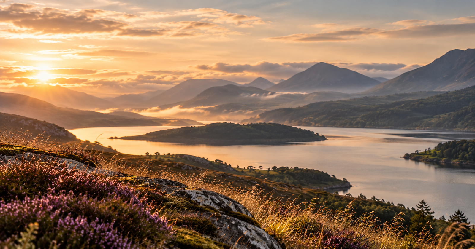 Scottish Highlands landscape at golden hour for The Orenna yoga and wellbeing journal